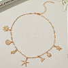 Summer Beach Theme Brass Paperclip chain Necklaces for Women NJEW-WH20004-11G-7