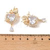 Brass & Clear Cubic Zirconia Pendants KK-G558-04G-3