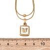 304 Stainless Steel with Natural White Shell Square Disc Pendant Double Layer Necklaces NJEW-K300-06A-G-3