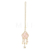 Natural Rose Quartz with Rack Plating Brass Pendants Decorations AJEW-B023-01G-06-1