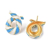 Brass with Enamel Twist Stud Earrings for Women EJEW-Q389-02G-05-2