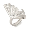 Leaf 304 Stainless Steel Open Cuff Rings for Women RJEW-G338-06P-5