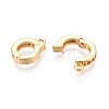 Brass Pave Clear Cubic Zirconia Fold Over Clasps KK-T077-05G-3