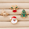 Christmas Theme Santa Claus & Christmas Tree & Deer Alloy Enamel Finger Rings Sets FS-WGAB09C-01-3