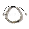 8mm Round Natural Labradorite Braided Bead Bracelets BJEW-C067-01B-14-2