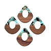 Transparent Resin and Walnut Wood Pendants RESI-T057-07J-1