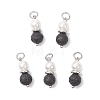 Natural Lava Rock & Shell Pearl Round Pendants PALLOY-JF04718-1