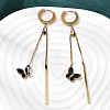 304 Stainless Steel Enamel Butterfly Tassel Hoop Earrings EJEW-G453-10G-1