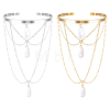 2Pcs 2 Colors Iron Upper Arm Cuff Bangles for Women AJEW-HY0002-62-1