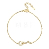 Brass Micro Pave Clear Cubic Zirconia Moon Star Link Bracelets KK-CBA6980-25G-4