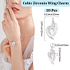 10Pcs Brass Micro Pave Cubic Zirconia Pendants ZIRC-BBC0003-79P-2