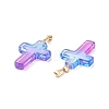 Two Tone Transparent Glass Pendants GLAA-A004-02F-4