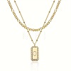 Brass Micro Pave Clear Cubic Zirconia Rectangle with Initial Pendant Double Layer Necklaces for Women FS-WG478B5-15-1