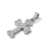 304 Stainless Steel Micro Pave Cubic Zirconia Pendants STAS-Z107-08P-08-2