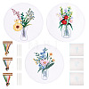 3Pcs 3 Style Vase & Flower Pattern DIY Display Decoration Embroidery Beginner Kit DIY-TA0006-16-9