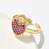 Sacred Heart Brass Micro Pave Cubic Zirconia Cuff Rings for Women RJEW-B117-01G-03-3