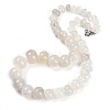 Natural White Agate Rondelle Graduated Beaded Necklaces for Women Men NJEW-K388-02W-1