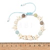Ocean Synthetic Turquoise Fish Starfish and Natural Flower Amazonite Round Braided Bead Bracelets BJEW-JB14477-6