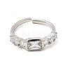 Brass with Cubic Zirconia Cuff Rings for Women RJEW-B160-07A-P-3