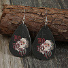 Teardrop with Santa Claus Pattern Imitation Leather Dangle Earrings FS-WGC69B2-01-2