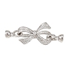 Brass Micro Pave Clear Cubic Zirconia Fold Over Clasps KK-U059-61P-1