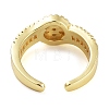 Rack Plating Brass Micro Pave Cubic Zirconia Round Open Cuff Rings for Women RJEW-C080-07G-3