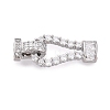 Brass Micro Pave Clear Cubic Zirconia Fold Over Clasps KK-Q074-17P-1