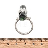 Natural & Synthetic Gemstone & Brass Cuff Rings for Women RJEW-G374-01P-7