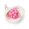 Clam Shell & Glass Seed Beaded Pendants PALLOY-MZ00526-03-3