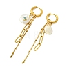 Flat Round 304 Stainless Steel Tassel Hoop Earrings EJEW-JE07009-4