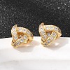 Knot Brass Micro Pave Clear Cubic Zirconia Stud Earrings EJEW-P331-04G-1