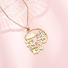 Halloween 304 Stainless Steel Hollow Tree Skull Pendant Cable Chain Necklaces for Men Women NJEW-K308-10G-3