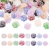 50pcs 5 colors Frosted Resin Flower Cabochons CRES-TA0001-27-1