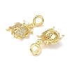 Brass Micro Pave Clear Cubic Zirconia Ladybug European Dangle Charms KK-L256-40G-2