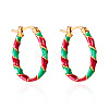 Christmas Alloy Enamel Twist Hoop Earrings FS-WG4C0CB-05-2