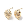 Brass Micro Pave Cubic Zirconia Stud Earring Findings KK-E107-25A-G-1