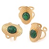 Oval Natural Malachite Finger Rings RJEW-Z057-14G-02-4