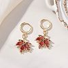 Maple Leaf Brass Micro Pave Cubic Zirconia Leverback Earrings EJEW-JE06916-01-1
