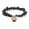 Natural Obsidian Chips Stretch Bracelets BJEW-JB09754-04-1