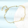 Brass Micro Pave Clear Cubic Zirconia Four Leaf Clover Link Bracelets KK-CBAED06-02G-2
