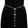 Alloy & Plastic Imitation Pearl Round Beads Bar Link Tassel Waist Chains for Women WG258D9-02-1