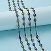 Handmade Flat Round Brass Lampwork Evil Eye Beaded Chains CHC-P002-01B-2