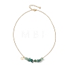 Natural Green Aventurine & Malachite & West African Jade Chip and Round Beaded Pendant 304 Stainless Steel Cable Chain Necklaces for Women NJEW-JN05741-01-4