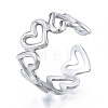 Non-Tarnish 304 Stainless Steel Hollow Heart Cuff Rings RJEW-N038-124P-1