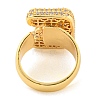 Brass Micro Pave Clear Cubic Zirconia Letter Open Cuff Ring for Women RJEW-M173-01G-E-3