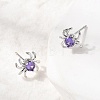Spider Brass Micro Pave Cubic Zirconia Stud Earrings EJEW-L306-04P-01-2
