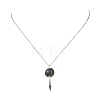 Natural Labradorite Round Bead Pendant Necklaces NJEW-TA00255-2