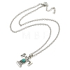 Letter A~Z Antique Silver Plated Alloy with Synthetic Turquoise Pendant Necklaces NJEW-G080-01T-3