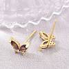 Brass Micro Pave Cubic Zirconia Stud Earrings for Women KK-A305-06G-5