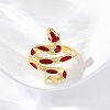 Brass Enamel Cuff Rings for Women RJEW-U043-17G-02-2